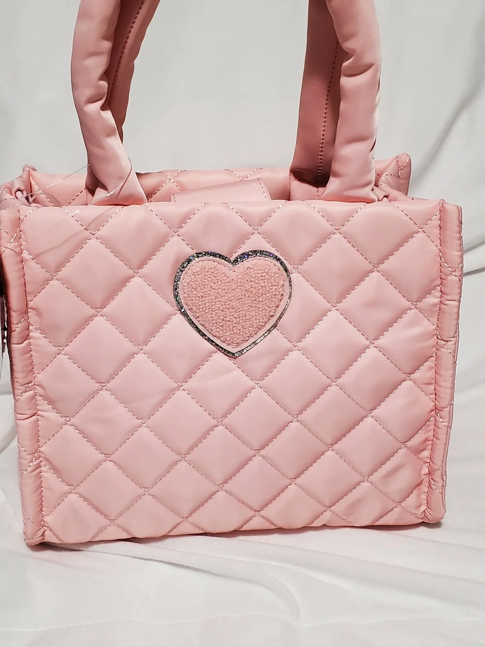Quilted Pink Heart Tote Bag